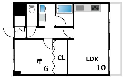 ライオンズマンション芦屋西蔵町(1LDK/4階)の間取り写真
