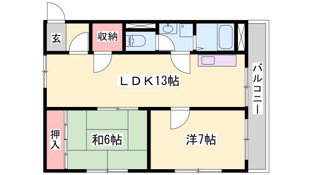 さくらハイツ(2LDK/2階)の間取り写真