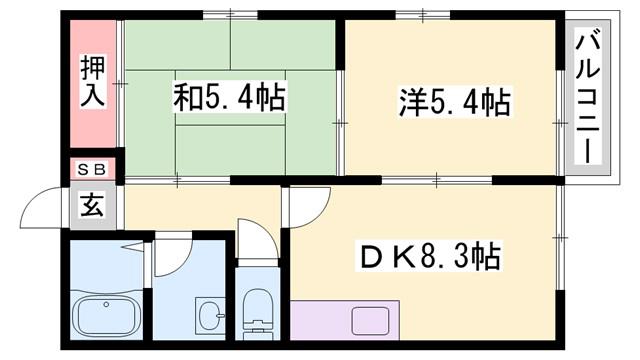 松本駅前ハイツ(2DK/2階)の間取り写真