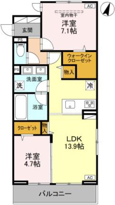 コアひばりヶ丘(2LDK/2階)の間取り写真