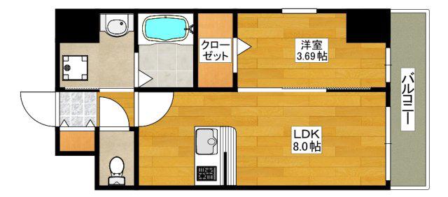 GRAN PASEO 江坂(1LDK/8階)の間取り写真