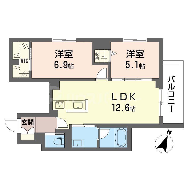 サーフパラダイス登戸(2LDK/2階)の間取り写真