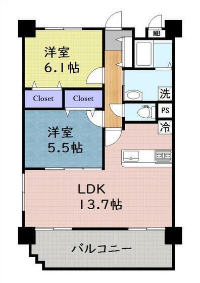 アークアベニュー光の森(2LDK/3階)の間取り写真