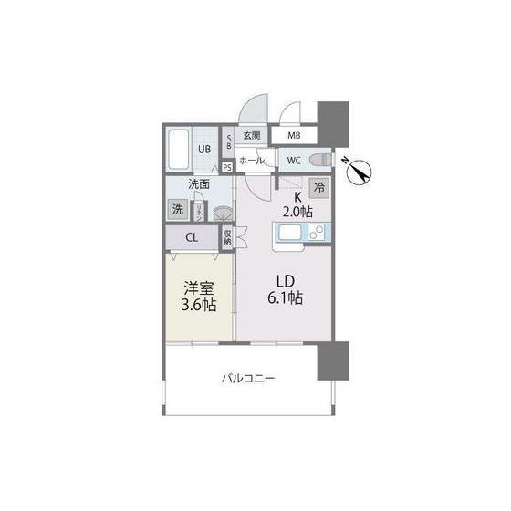 サニークレスト東比恵(1LDK/8階)の間取り写真