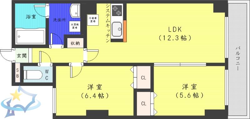 コンフォリア北三条(2LDK/7階)の間取り写真