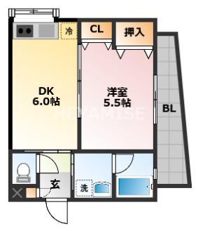 YSフェロー(1DK/2階)の間取り写真
