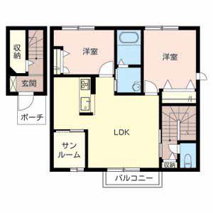 ベル・フロンテ(2LDK/2階)の間取り写真