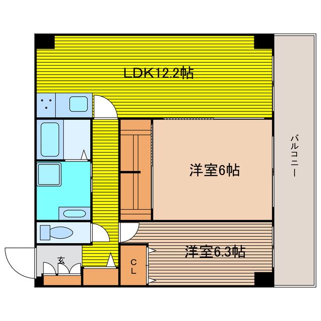 レジディア西天満(2LDK/5階)の間取り写真
