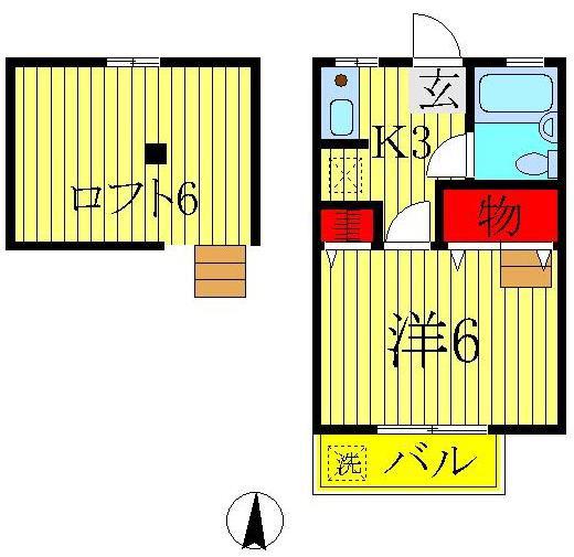 ハイツクワトロ(1K/2階)の間取り写真