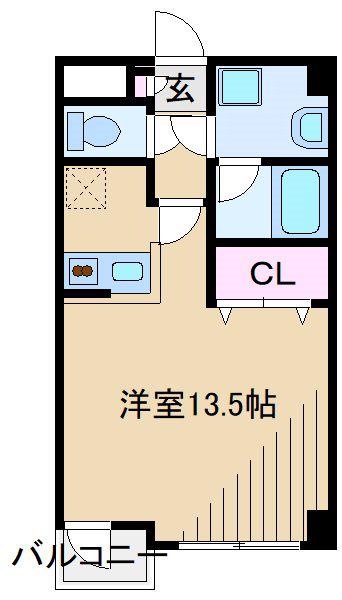 ビューマーク大倉山(ワンルーム/2階)の間取り写真