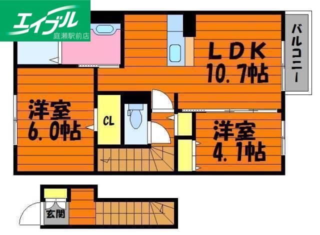 恵比寿III(2LDK/2階)の間取り写真