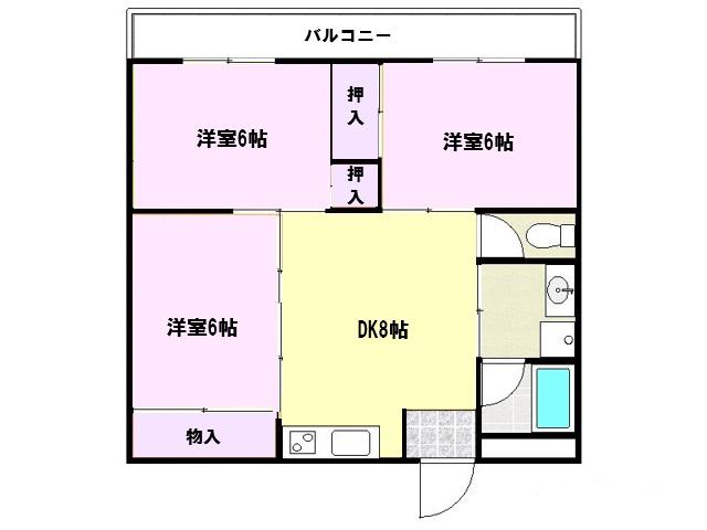 橋村ビル(3DK/2階)の間取り写真