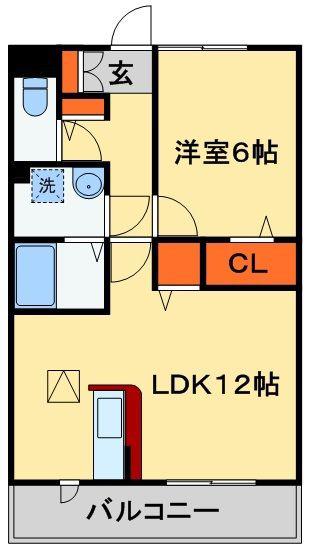 ロイヤルクレッセント西登戸 参(1LDK/3階)の間取り写真