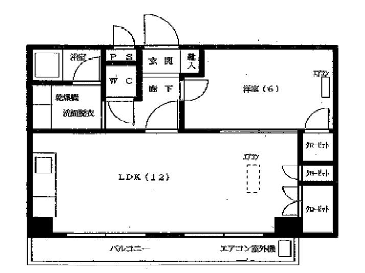 ソミュール鉢山(1LDK/2階)の間取り写真