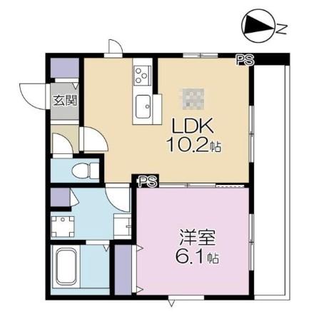 ゆりの木テラス経堂(1LDK/2階)の間取り写真