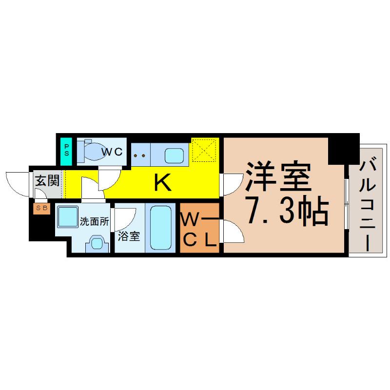 MONYOIE(1K/4階)の間取り写真