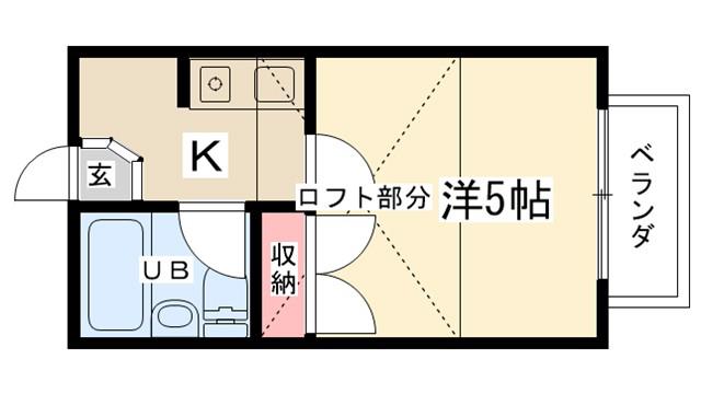 ビーンズハウスII(1K/2階)の間取り写真
