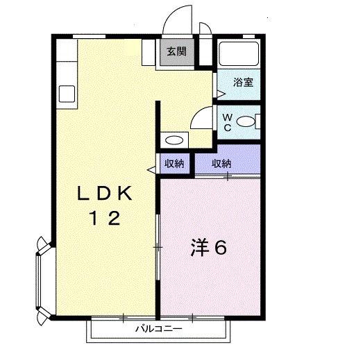 サンシャイン山野辺B(1LDK/1階)の間取り写真