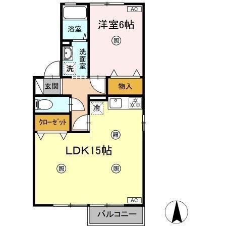 ボナール立江(1LDK/2階)の間取り写真