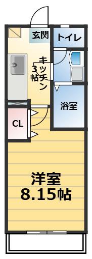 クレフラスト東仙台駅南(1K/2階)の間取り写真
