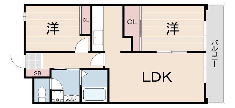 グレイスコート直井(2LDK/1階)の間取り写真