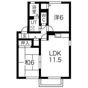 セジュール木津A(2LDK/1階)の間取り写真