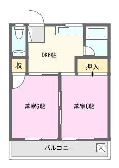 コーポBIG小豆餅(2DK/1階)の間取り写真