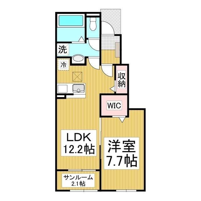 ラヴィエベール(1LDK/1階)の間取り写真