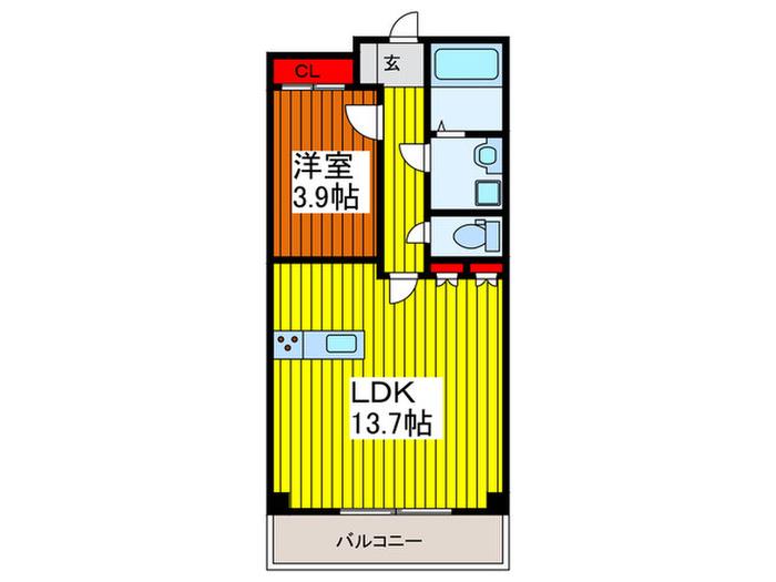 ブレスガーデンザレジデンス(1LDK/1階)の間取り写真