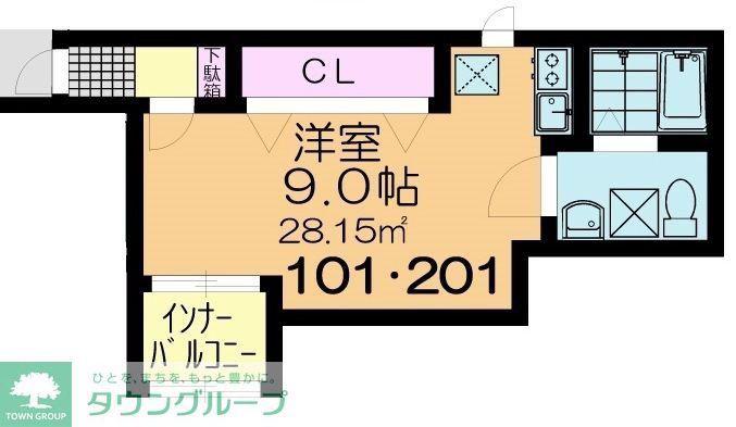 SIRO松戸(1K/1階)の間取り写真
