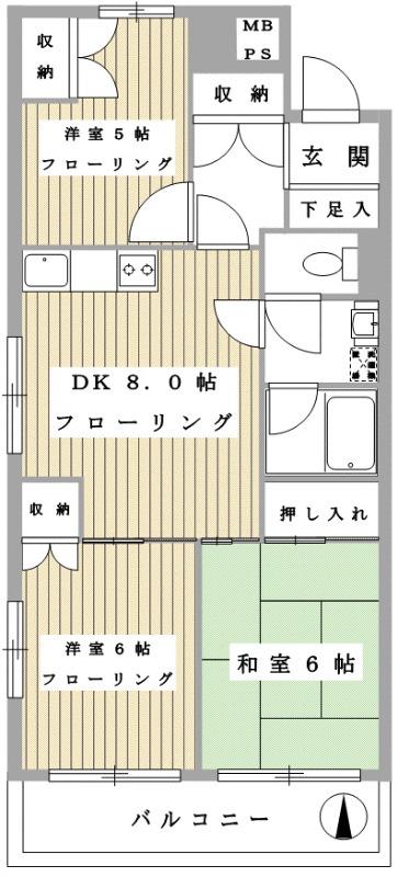 ネオシティ湘南平塚(3DK/3階)の間取り写真