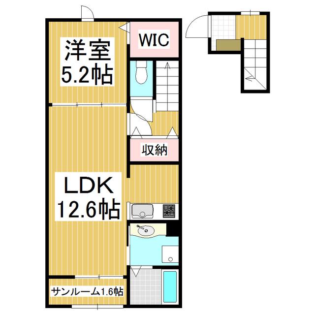 ワイズ アドニス III A(1LDK/2階)の間取り写真