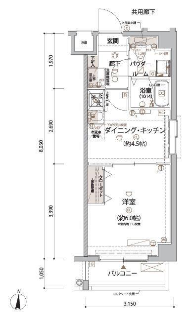 ARCOBALENO KAMEIDOII(1DK/3階)の間取り写真
