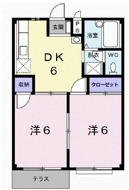シティハイツ佐藤A(2DK/1階)の間取り写真