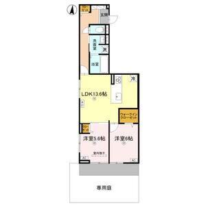 D-ROOM中小阪(2LDK/1階)の間取り写真