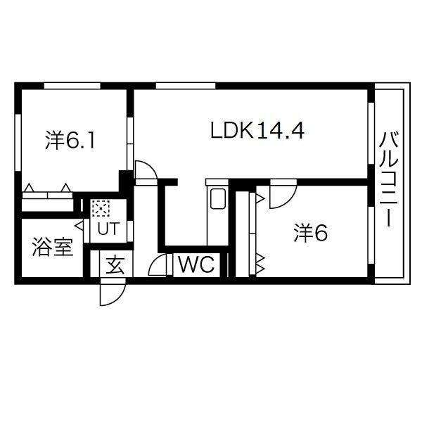 ウエストコースト東麻生(2LDK/1階)の間取り写真