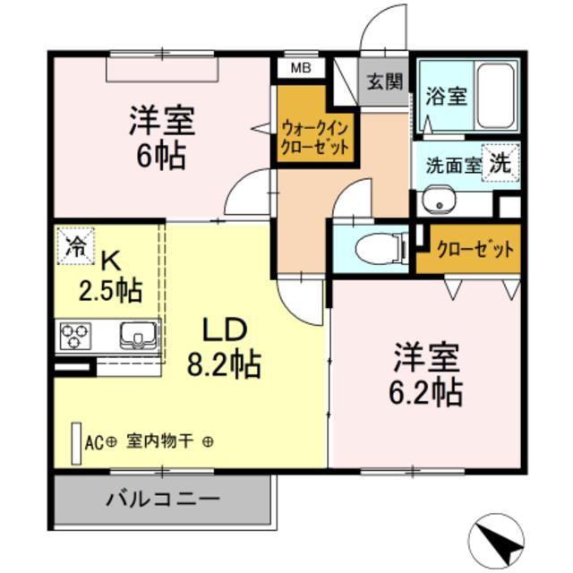 エクレール原宿(2LDK/2階)の間取り写真