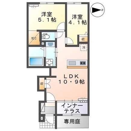 沼津市東椎路アパート(2LDK/1階)の間取り写真