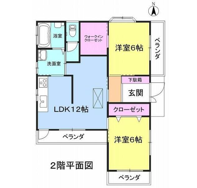 東武野田線 豊春駅 徒歩3分 2階建 築20年(2LDK/2階)の間取り写真