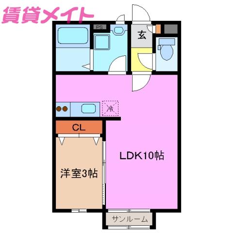 CREA(1LDK/1階)の間取り写真