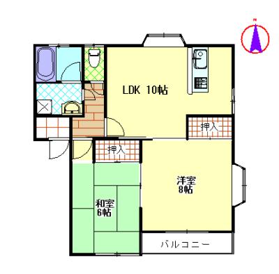 アーバン佐藤II(2LDK/2階)の間取り写真