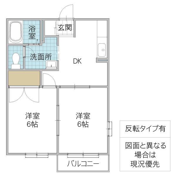 昴ハイツ C棟(2DK/2階)の間取り写真