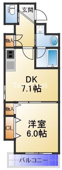 オースティ北梅田(1DK/4階)の間取り写真
