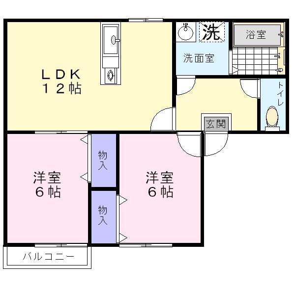 ハイムミレニアム2(2LDK/1階)の間取り写真