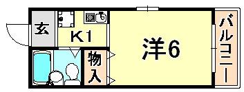 ジュネス長洲(ワンルーム/1階)の間取り写真