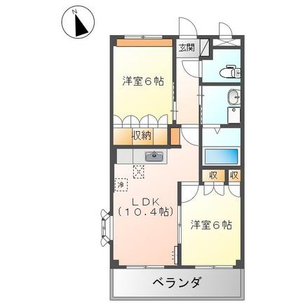 ランドマーク曙弐番館(2LDK/1階)の間取り写真