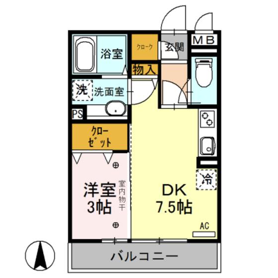 エタルナ倉賀野(1DK/2階)の間取り写真