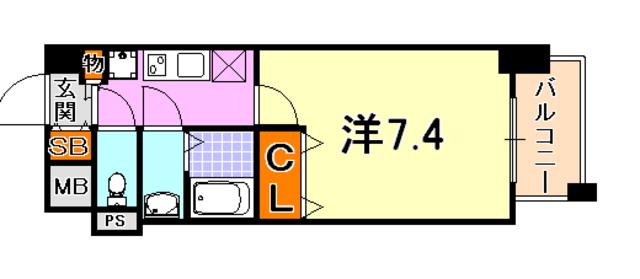 フロイデ(1K/8階)の間取り写真