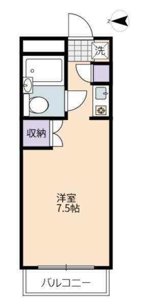 厚木ユースハイム(ワンルーム/1階)の間取り写真