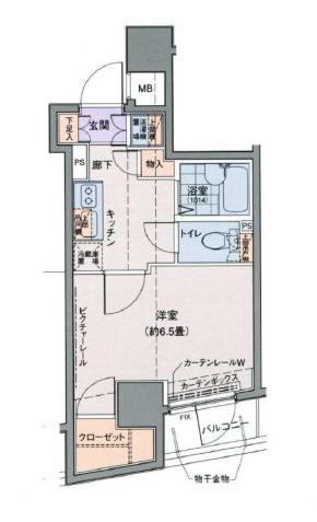 ドルチェ文京千駄木(1K/6階)の間取り写真